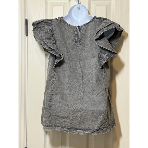 Bohera Eyelet Flutter Sleeve Blouse Medium NWT | Boho Cottagecore Feminine Gray - Picture 2 of 7